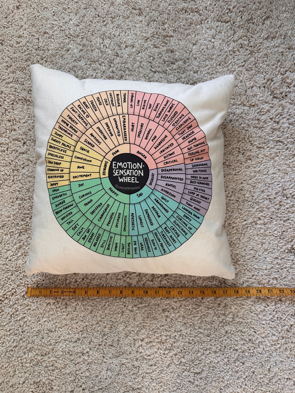 Emotion & Sensation Wheel Decorative Pillow Cover 18”x18”